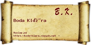 Boda Klára névjegykártya
