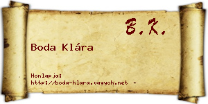 Boda Klára névjegykártya